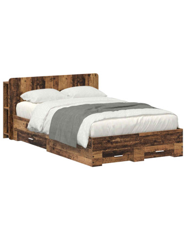 Telaio del letto con storage Legno antico 120 x 190 cm