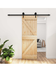 Porta scorrevole Naturale e Nero 70 x 210 cm