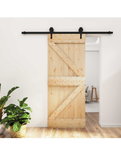Porta scorrevole Naturale e Nero 85 x 210 cm