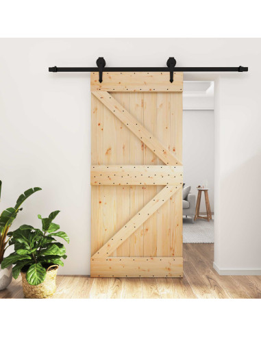Porta scorrevole Naturale e Nero 95 x 210 cm