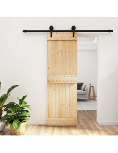 Porta scorrevole Naturale e Nero 70 x 210 cm