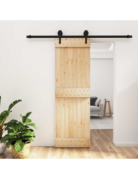 Porta scorrevole Naturale e Nero 70 x 210 cm