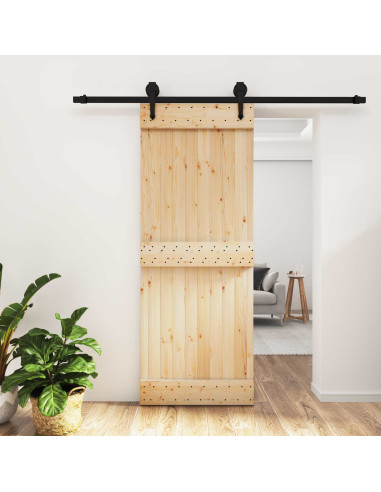 Porta scorrevole Naturale e Nero 80 x 210 cm