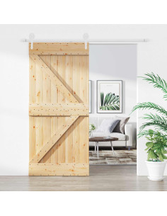 Porta scorrevole Naturale e Bianco 95 x 210 cm