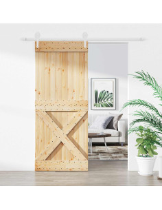 Porta scorrevole Naturale e Bianco 100 x 210 cm