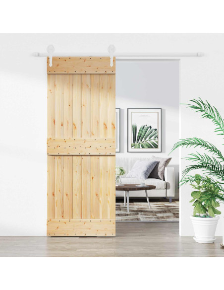 Porta scorrevole Naturale e Bianco 80 x 210 cm