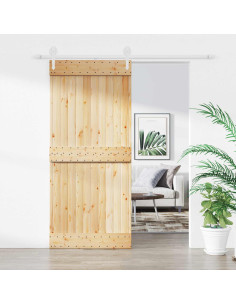 Porta scorrevole Naturale e Bianco 90 x 210 cm