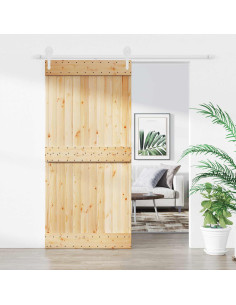 Porta scorrevole Naturale e Bianco 95 x 210 cm