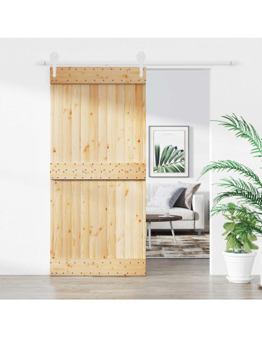 Porta scorrevole Naturale e Bianco 95 x 210 cm