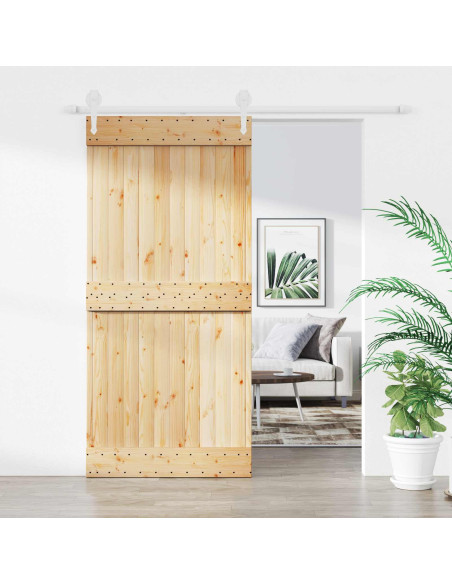 Porta scorrevole Naturale e Bianco 95 x 210 cm