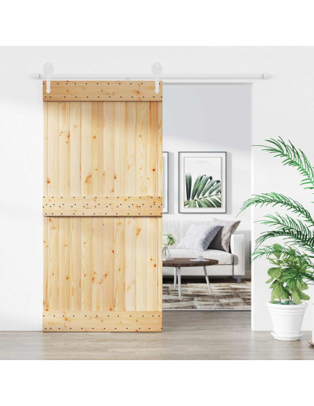 Porta scorrevole Naturale e Bianco 100 x 210 cm