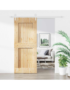 Porta scorrevole Naturale e Bianco 85 x 210 cm