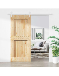 Porta scorrevole Naturale e Bianco 90 x 210 cm