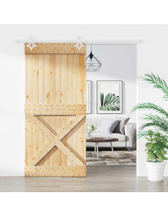 Porta scorrevole Naturale e Bianco 100 x 210 cm