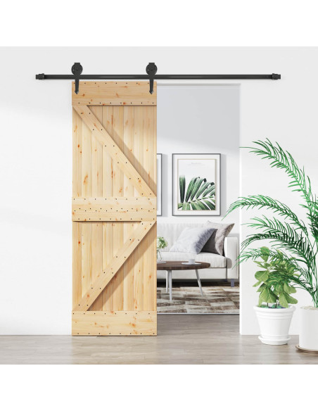 Porta scorrevole Naturale e Nero 70 x 210 cm