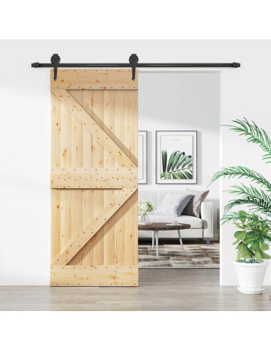 Porta scorrevole Naturale e Nero 85 x 210 cm