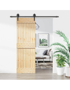 Porta scorrevole Naturale e Nero 70 x 210 cm
