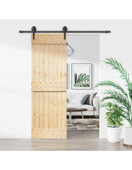 Porta scorrevole Naturale e Nero 70 x 210 cm