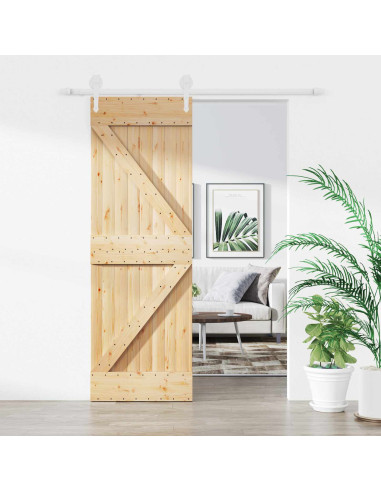 Porta scorrevole Naturale e Bianco 70 x 210 cm