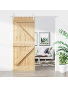 Porta scorrevole Naturale e Bianco 85 x 210 cm