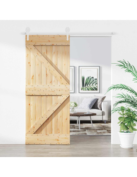 Porta scorrevole Naturale e Bianco 85 x 210 cm