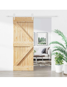 Porta scorrevole Naturale e Bianco 80 x 210 cm
