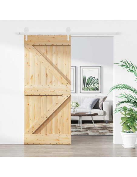 Porta scorrevole Naturale e Bianco 90 x 210 cm