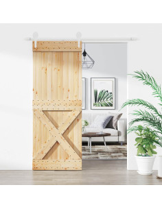 Porta scorrevole Naturale e Bianco 80 x 210 cm