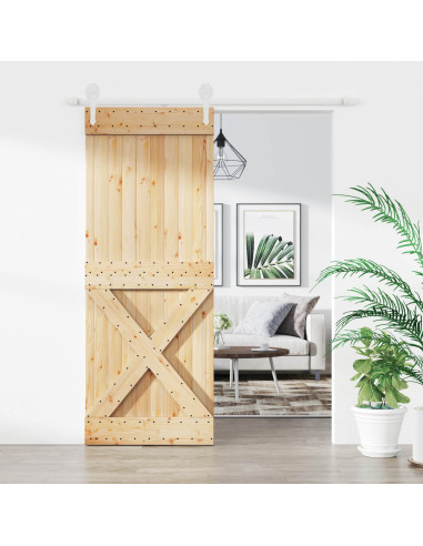Porta scorrevole Naturale e Bianco 80 x 210 cm