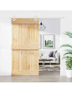 Porta scorrevole Naturale e Bianco 100 x 210 cm