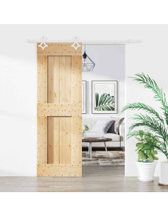 Porta scorrevole Naturale e Bianco 70 x 210 cm
