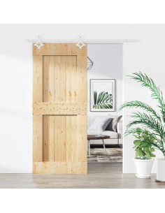 Porta scorrevole Naturale e Bianco 85 x 210 cm