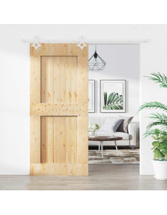 Porta scorrevole Naturale e Bianco 90 x 210 cm