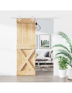 Porta scorrevole Naturale e Bianco 70 x 210 cm