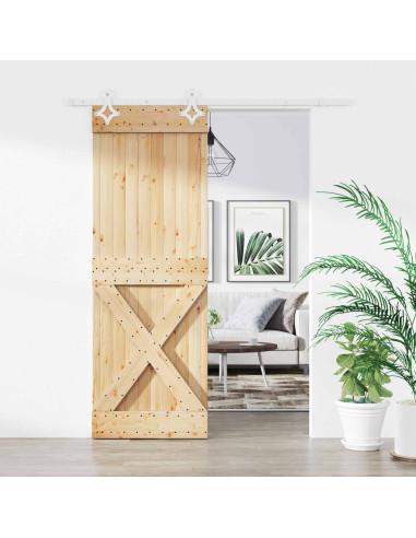 Porta scorrevole Naturale e Bianco 80 x 210 cm
