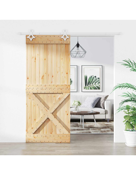 Porta scorrevole Naturale e Bianco 85 x 210 cm