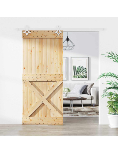Porta scorrevole Naturale e Bianco 90 x 210 cm