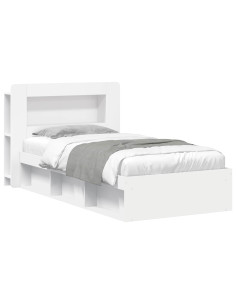 Telaio del letto con storage con testiera Bianco 100 x 200 cm