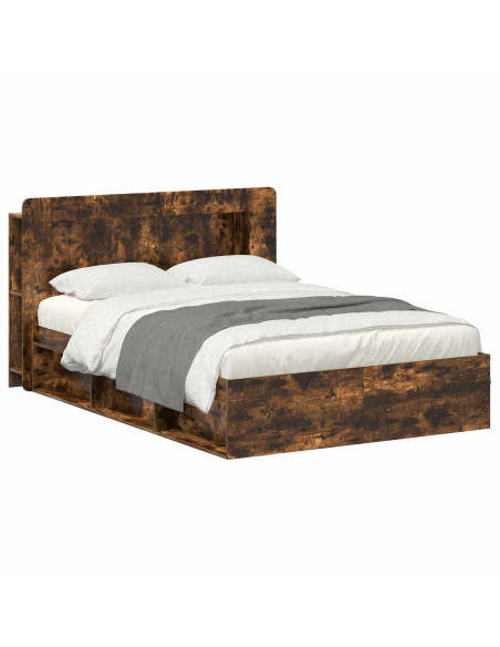 Telaio del letto con storage Rovere Fumo 140 x 190 cm