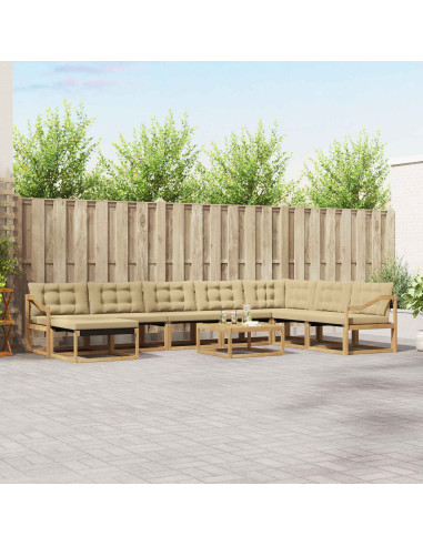 Set di divani da esterno 9 pcs Bianco e Beige 79 x 79 x 37 cm
