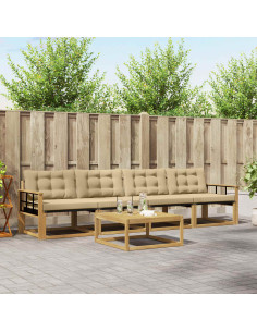 Set di divani da esterno 5 pcs Bianco e Beige 79 x 79 x 37 cm