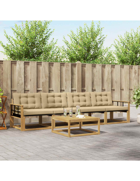 Set di divani da esterno 5 pcs Bianco e Beige 79 x 79 x 37 cm