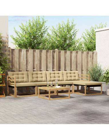 Set di divani da esterno 6 pcs Bianco e Beige 79 x 79 x 37 cm