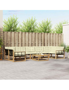 Set di divani da esterno 8 pcs Bianco e Crema 79 x 79 x 37 cm