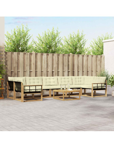 Set di divani da esterno 8 pcs Bianco e Crema 79 x 79 x 37 cm