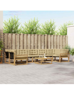 Set di divani da esterno 8 pcs Bianco e Beige 79 x 79 x 37 cm