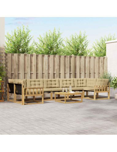Set di divani da esterno 8 pcs Bianco e Beige 79 x 79 x 37 cm