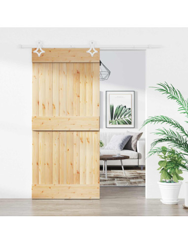 Porta scorrevole Naturale e Bianco 90 x 210 cm