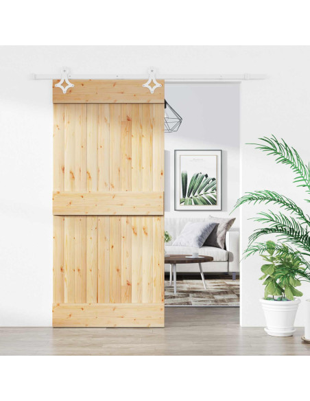 Porta scorrevole Naturale e Bianco 95 x 210 cm