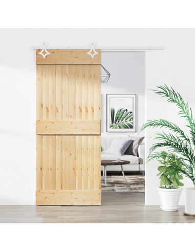 Porta scorrevole Naturale e Bianco 90 x 210 cm